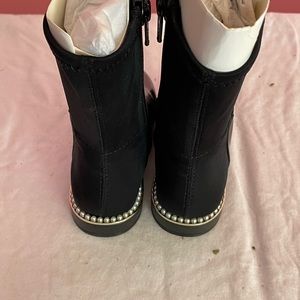 Pearl heel knee high boot